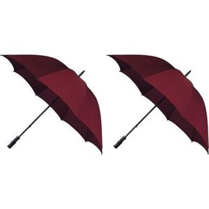 2x Golf stormparaplus bordeaux rood windproof 130 cm - Stormproof paraplus