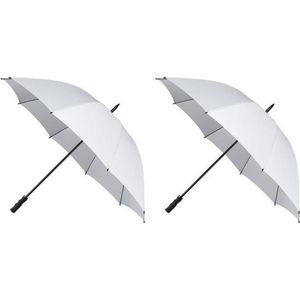 2x Witte windproof paraplu 130 cm - Paraplu's