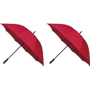 2x Golf stormparaplus rood windproof 130 cm