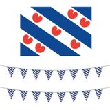 Friesland decoratie pakket met Friese vlag en 2 vlaggenlijnen - Elfstedentoch/ Friesland versiering