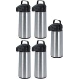 5x RVS thermoskannen/isoleerkannen met pomp 1.8 liter - Koffiekannen/theekannen - Reis thermoflessen