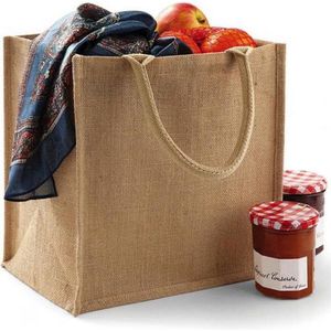 3x Jute boodschappentassen/shoppers 30 x 30 x 19 cm - Naturel goodiebag/tassen 14 liter