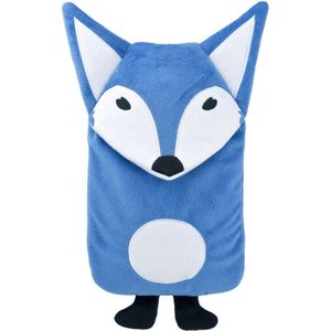 Kruik met vosje hoes blauw 0,8 liter - warmwaterkruik vossen knuffel voor kinderen
