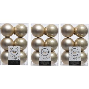 36x Licht parel/champagne kerstballen 6 cm glanzende/matte kunststof/plastic kerstversiering - Kerstbal