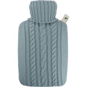 Luxe kruik pastel blauw met inhoud van 1,8 liter - Warmwaterkruiken met gebreide hoes/kruikenzak