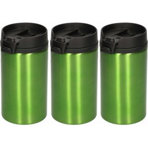 10x Thermos autobekers metallic groen 320 ml - Thermosbeker