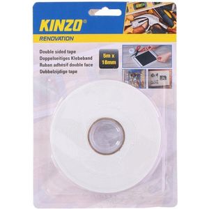 1x Dubbelzijdig tape 18 mm x 5 meter - Tweezijdig tape - Klussen en doe het zelf artikelen