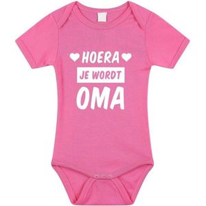 Hoera je wordt oma cadeau baby rompertje roze voor meisjes - Rompertjes
