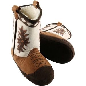 Bruine cowboylaars sloffen voor kinderen - Western sloffen - Cowboy pantoffels voor jongens/meisjes 26-30