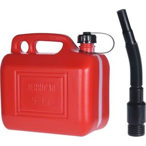 2x Rode brandstof jerrycan - 5 liter - met schenktuit - voor diesel / benzine