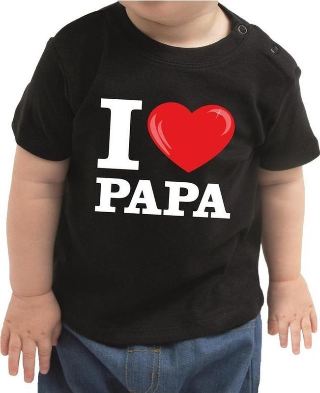 I love papa cadeau t-shirt zwart voor peuter kinderen - jongen meisje 86