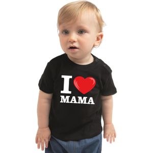 I love mama cadeau t-shirt zwart voor baby / kinderen - jongen / meisje 74