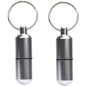Pillendoosje - Zilver - Aluminium - 2x Sleutelhanger