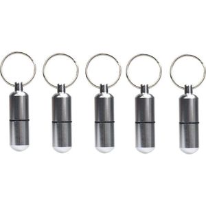 Pillenkoker - Mini - Zilver - Aluminium - 5 Stuks