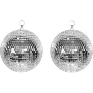 2x Disco spiegel bal zilver 20 cm