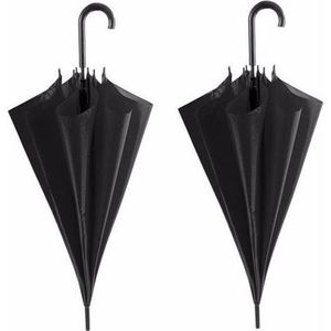 2 stuks zwarte paraplus Ã 107 cm polyester/kunststof - Paraplu's