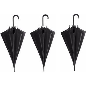 3 stuks zwarte paraplus Ã 107 cm polyester/kunststof - Paraplu's
