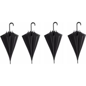 4 stuks zwarte paraplus Ã 107 cm polyester/kunststof - Paraplu's