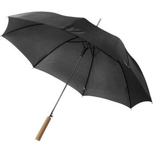 Automatische paraplu 102 cm doorsnede in het zwart - grote paraplu met houten handvat