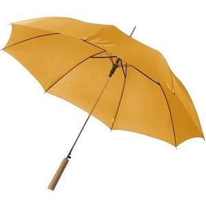 Automatische paraplu 102 cm doorsnede in het oranje - grote paraplu met houten handvat