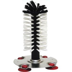 Spoelborstel enkel - voor bierglazen en meer - 8 x 8 x 19 cm - zilver - professionele horeca borstel - schoonmaak accesoires