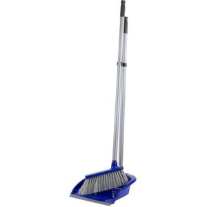 Kunststof stoffer en blik met lange stelen 80 cm - Schoonmaak artikelen - Bezem/veger met lange steel