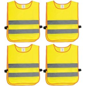 Veiligheidsvest fluorescerend geel - 4x - kinderen - Reflecterende veiligheidsvesten - one size