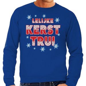 Bellatio Decorations - Foute Lelijke Kersttrui - Blauw - Sweater