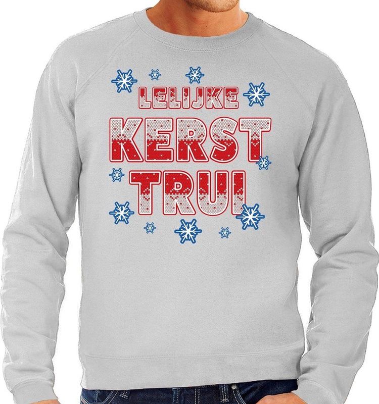 Foute Lelijke Kerst trui grijs voor heren