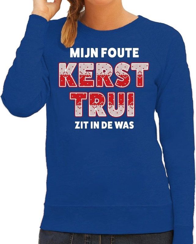 Foute - Kersttrui - Blauw - Dames - Kerstkleding