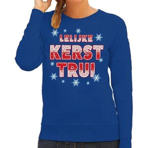 Foute kersttrui / sweater Lelijke kersttrui blauw voor dames - kerstkleding / christmas outfit L