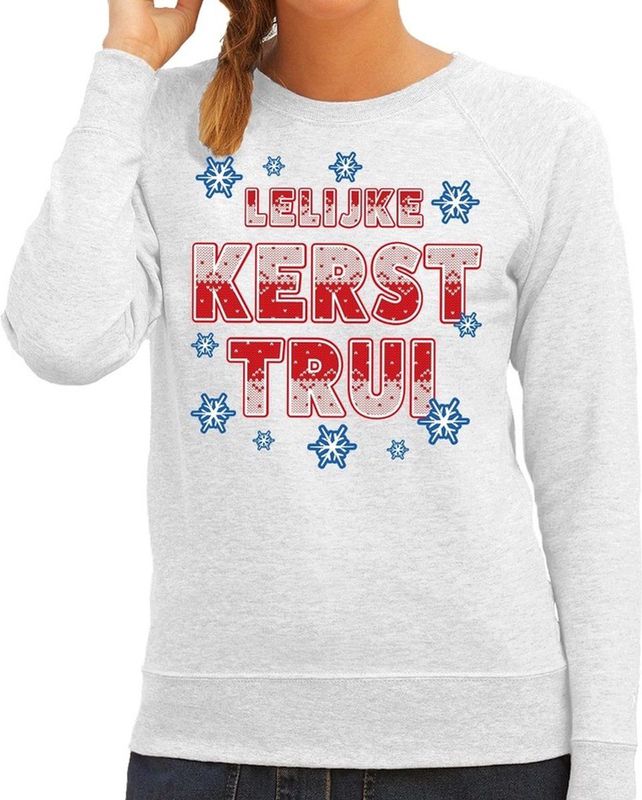 Foute kersttrui / sweater Lelijke kerst trui grijs voor dames - kerst truien