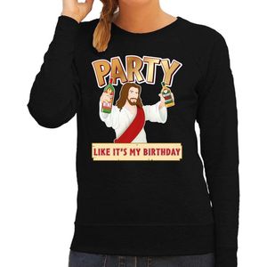 Zwarte kersttrui / kerstkleding Party like its my birthday voor dames