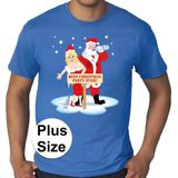 Grote maten fout Kerst t-shirt best Christmas party blauw heren