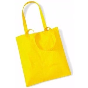80x Katoenen schoudertasjes geel 42 x 38 cm - 10 liter - Shopper/boodschappen tas - Tote bag - Draagtas