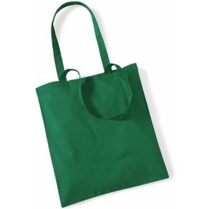 20x Katoenen schoudertassen draagtasjes groen 42 x 38 cm