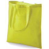 10x Katoenen schoudertasjes lime groen 42 x 38 cm - 10 liter - Shopper/boodschappen tas - Tote bag - Draagtas