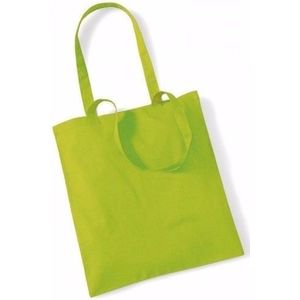 10x Katoenen schoudertasjes lime groen 42 x 38 cm - 10 liter - Shopper/boodschappen tas - Tote bag - Draagtas