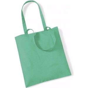 10x Katoenen schoudertasjes mint groen 42 x 38 cm - 10 liter - Shopper/boodschappen tas - Tote bag - Draagtas