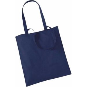 20x Katoenen schoudertasjes navy 42 x 38 cm - 10 liter - Shopper/boodschappen tas - Tote bag - Draagtas