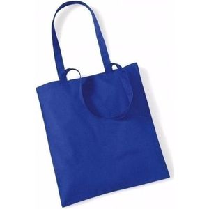 10x Katoenen schoudertasjes kobaltblauw 42 x 38 cm - 10 liter - Shopper/boodschappen tas - Tote bag - Draagtas