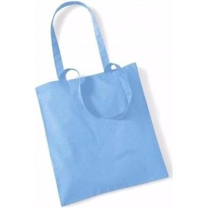 20x Katoenen schoudertasjes lichtblauw 42 x 38 cm - 10 liter - Shopper/boodschappen tas - Tote bag - Draagtas