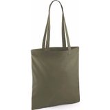 20x Katoenen schoudertasjes olijfgroen 42 x 38 cm - 10 liter - Shopper/boodschappen tas - Tote bag - Draagtas