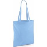 10x Katoenen schoudertasjes lichtblauw 42 x 38 cm - 10 liter - Shopper/boodschappen tas - Tote bag - Draagtas