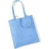 10x Katoenen schoudertasjes lichtblauw 42 x 38 cm - 10 liter - Shopper/boodschappen tas - Tote bag - Draagtas