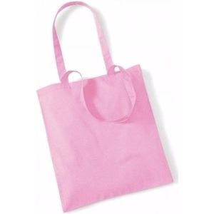 40x Katoenen schoudertasjes lichtroze 42 x 38 cm - 10 liter - Shopper/boodschappen tas - Tote bag - Draagtas