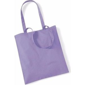 10x Katoenen schoudertassen draagtasjes lila 42 x 38 cm
