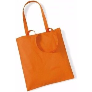 20x Katoenen schoudertassen draagtasjes oranje 42 x 38 cm