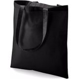 20x Katoenen schoudertasjes zwart 42 x 38 cm - 10 liter - Shopper/boodschappen tas - Tote bag - Draagtas