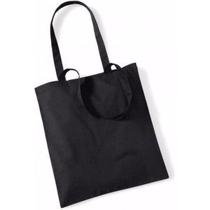 20x Katoenen schoudertasjes zwart 42 x 38 cm - 10 liter - Shopper/boodschappen tas - Tote bag - Draagtas